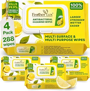 Antibacterial Wipes 04 Pack Lemon Scent - Multi Surface Cleaning Wipes