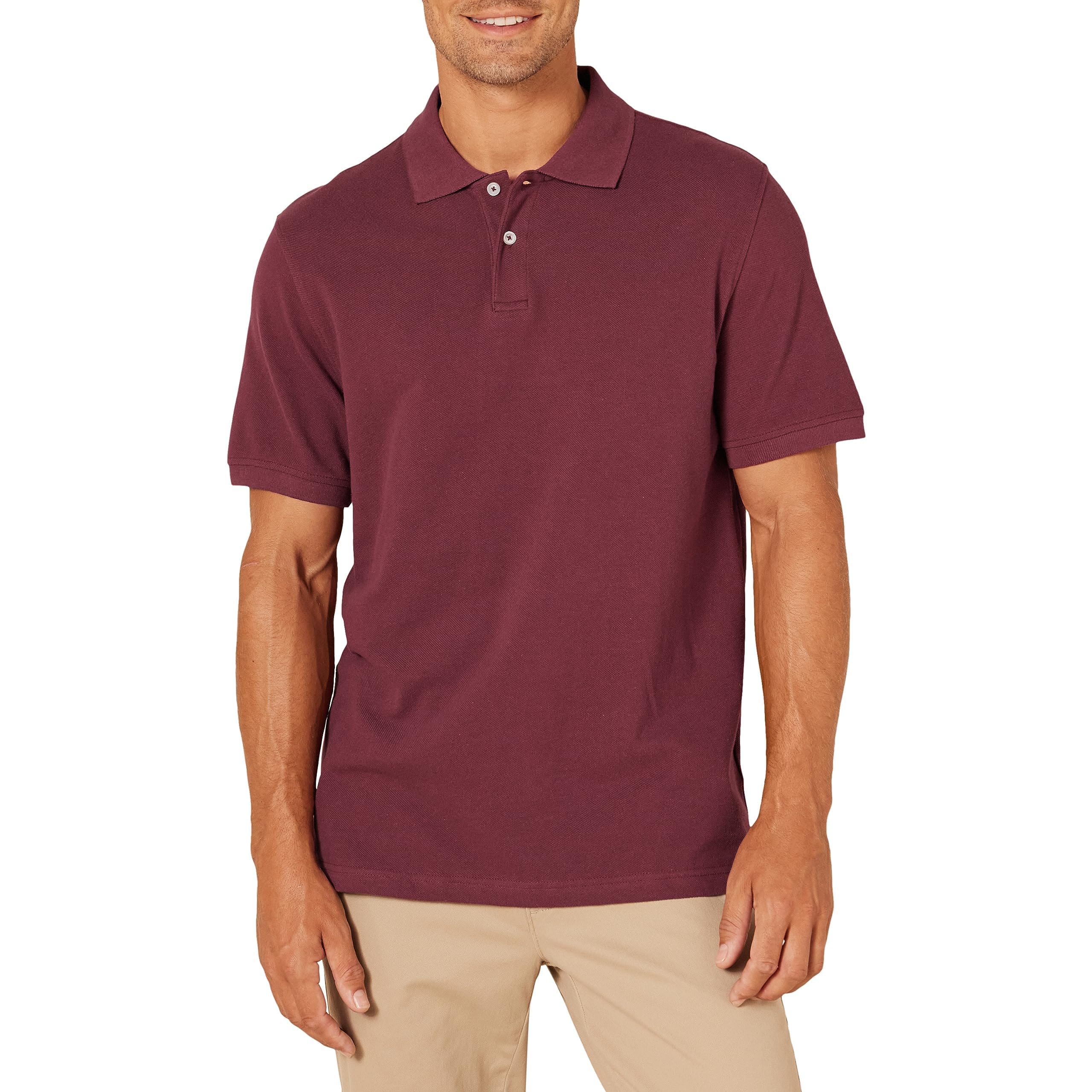 Amazon Essentials Men's Short Sleeve Slim-Fit Cotton Pique Polo Shirt, Breathabl