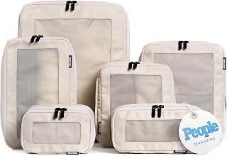Aerotrunk Compression Packing Cubes for Travel, 6-Pack, Beige | Solves overpacking, 6-Piece set fits most suitcases, 50% Space savings, Compression luggage organizer bags