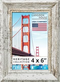 Langdon House - 6x4 Picture Frame Driftwood, Distressed Wood Pattern, Rustic Vintage Style Photo Frame, Wall Mount or Tabletop Display, Heritage Collection