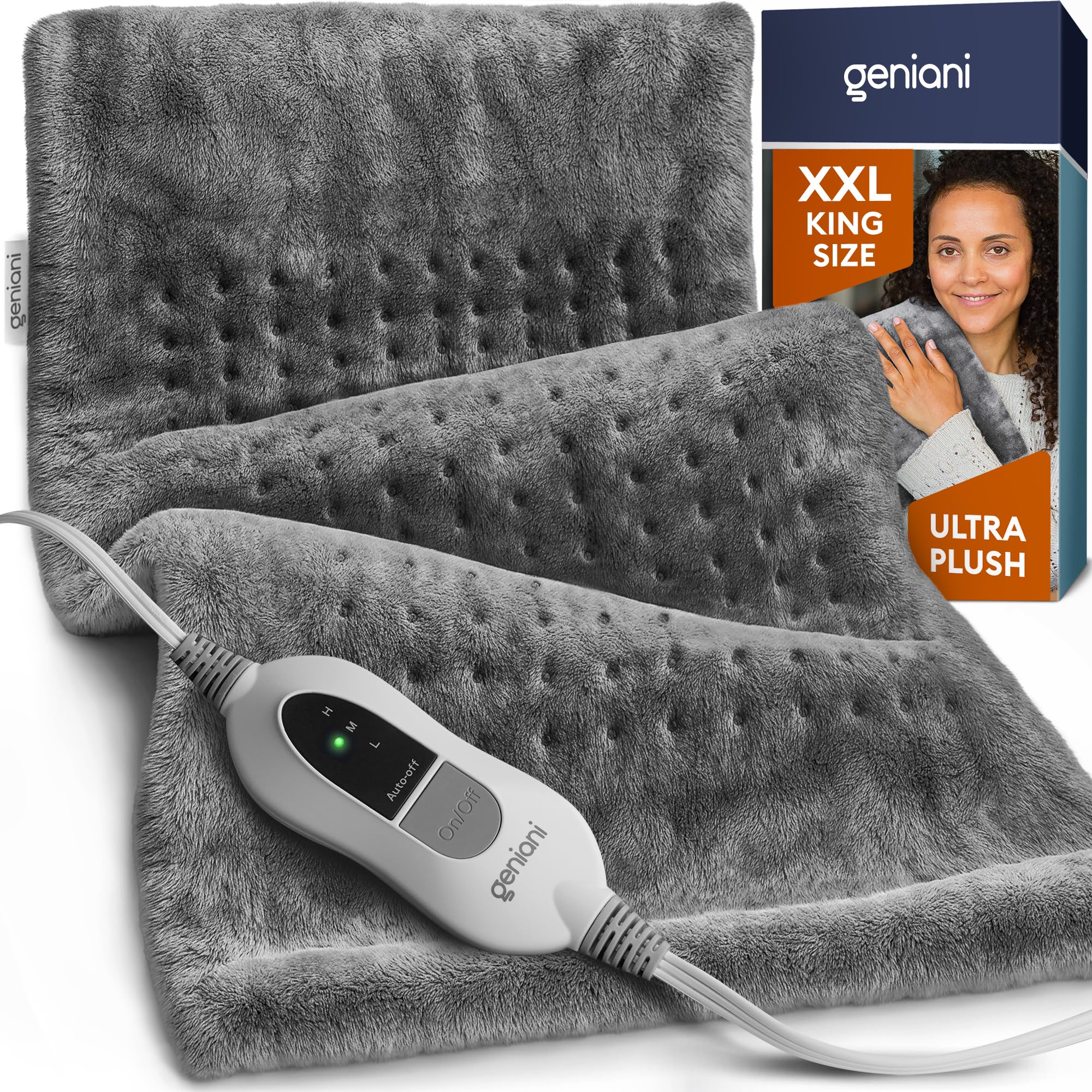 GENIANI XXL 18"x26" Heating Pad for Back Pain & Cramps Relief, Electric Throw - 