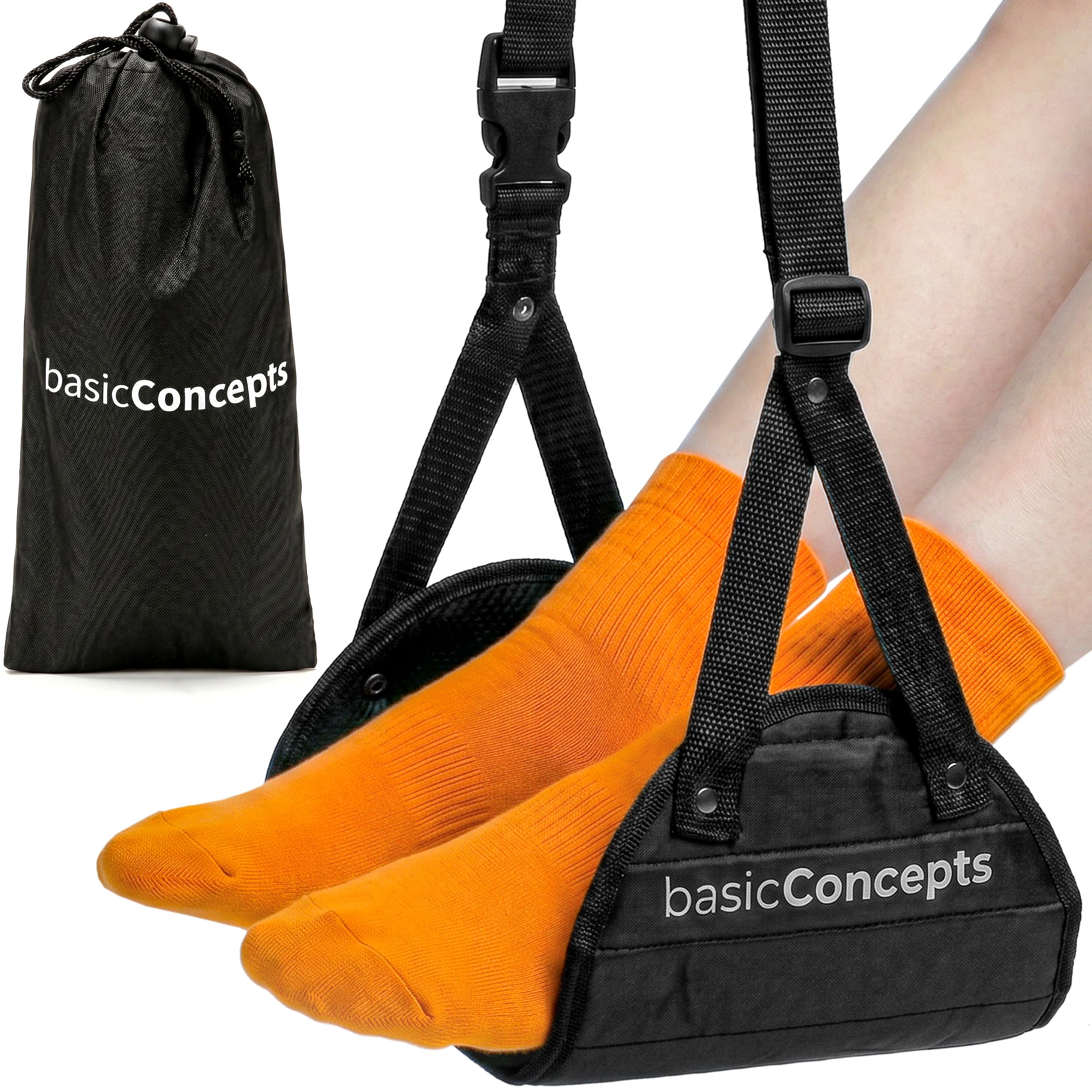 BASIC CONCEPTS Airplane Foot Hammock for Plane Travel Essentials - Airplane Trav