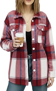 NY Threads Chemise en flanelle à carreaux pour femme - Tenue d'automne décontractée boutonnée à manches longues - Veste décontractée pour femme