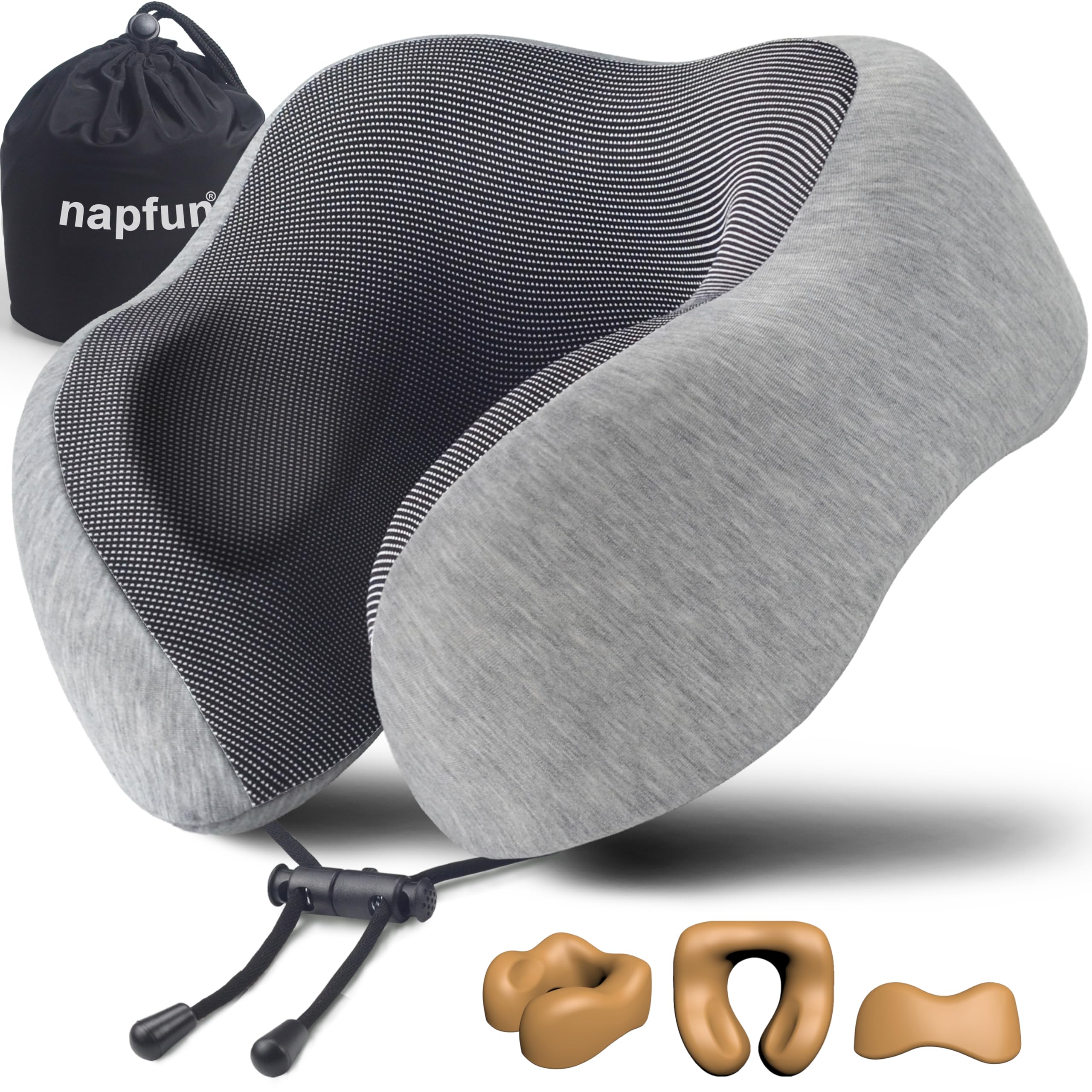 napfun Neck Pillow for Traveling, Upgraded Travel Neck Pillow for Airplane 100% 