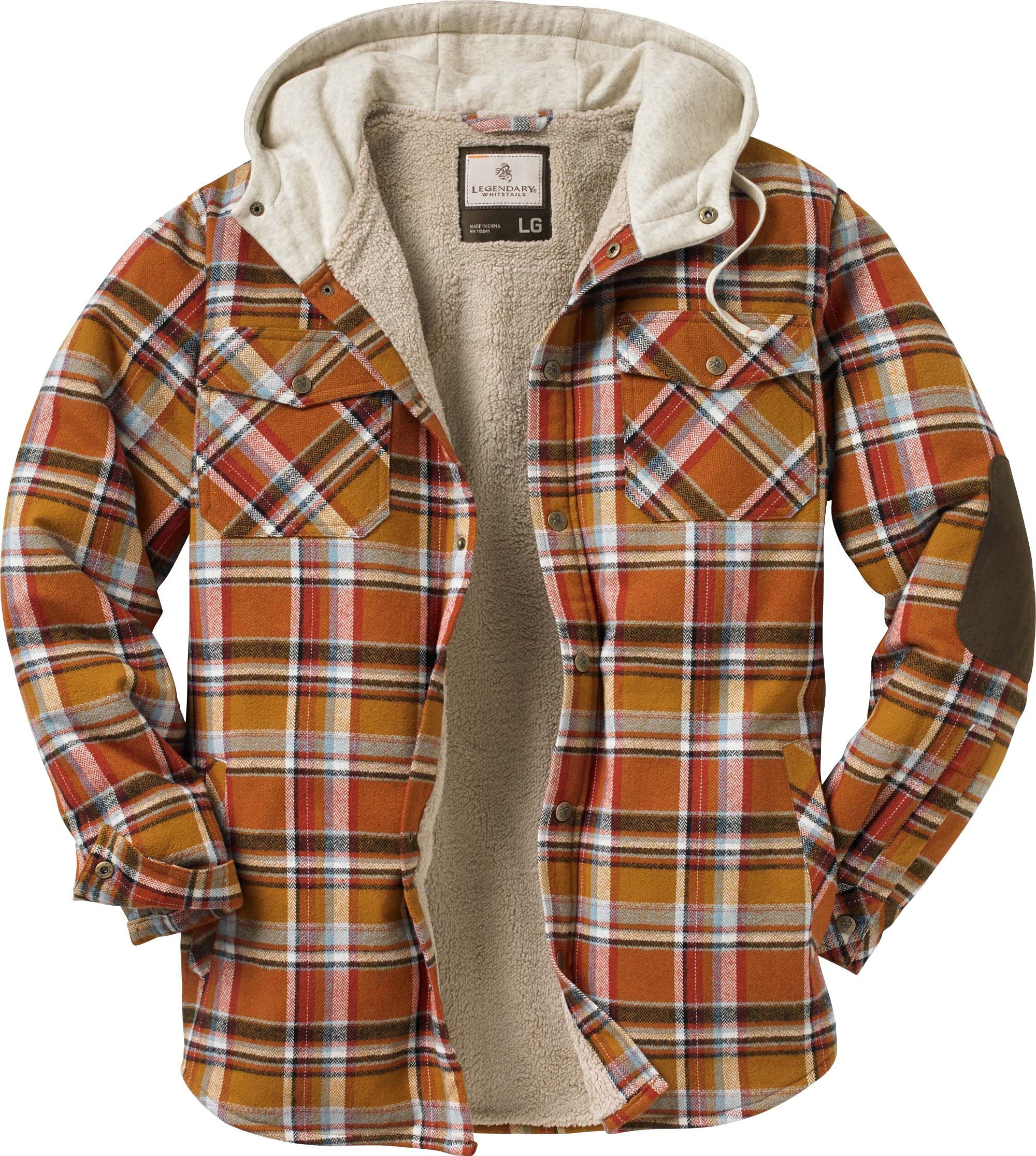 Legendary Whitetails mens Camp Night Berber Lined Hooded FlannelLong Sleeve