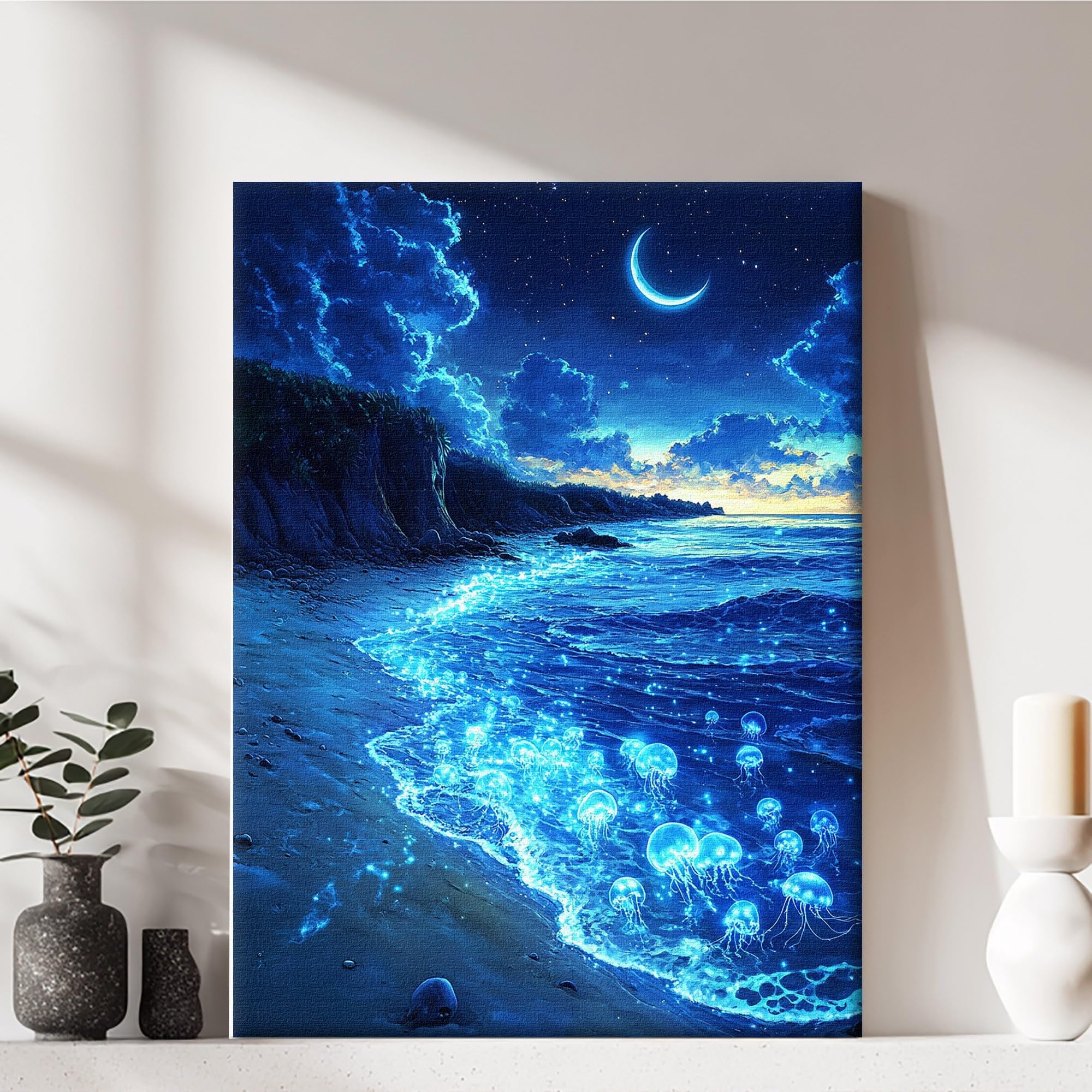 Framed Canvas Wall Art Print, Modern Ready to Hang Home Decor Landscape, Wall De