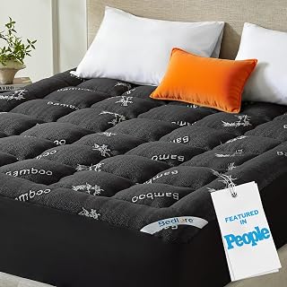 BEDLORE Queen Mattress Topper Viscose Derived from Bamboo, Gray | Thick Pillow Top Mattress Pad with Stretchable Pockets for 6-18 inches Mattress, Soft mattress topper for Back Pain Relief