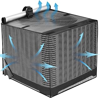 2 in 1 Air Conditioner Covers for Outside, 26''W x 26''W x 32''H, Black | Breathable full mesh air conditioner cover, waterproof top, all-season guard against cottonwood fluff & leaves, easy install