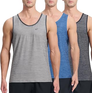 EZRUN Mens Quick Dry Workout Gym Sleeveless Summer Running Athletic Swimming Tank Tops