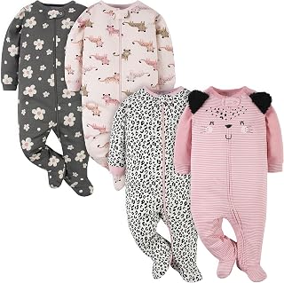 Gerber Unisex Baby 4 Pack Sleep 'N Play Footie Baby and Toddler Sleepers (Pack of 4)