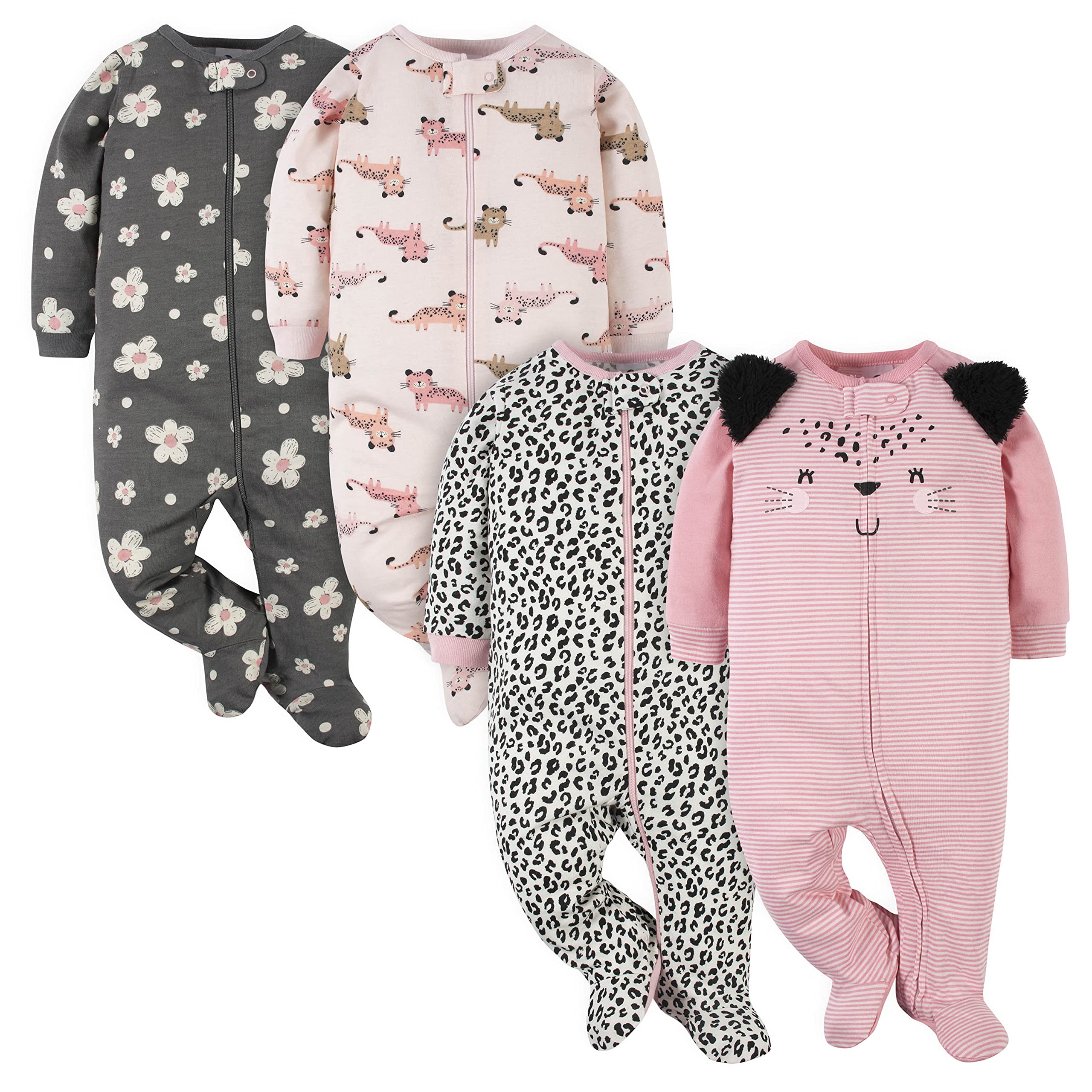Gerber Unisex Baby 4 Pack Sleep 'N Play Footie Baby and Toddler Sleepers (Pack o