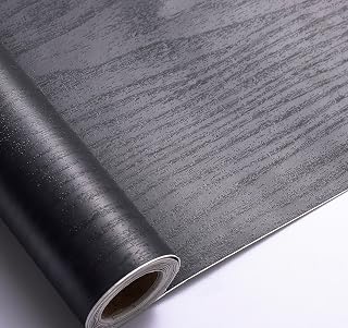 Arthome Peel and Stick Wallpaper - Black Wood Contact - Black Wallpaper - Self-Adhesive & Removable Wall Paper for Countertop Furniture Kitchen, Countertop Contact Paper, Easy to Clean, (11"x100")