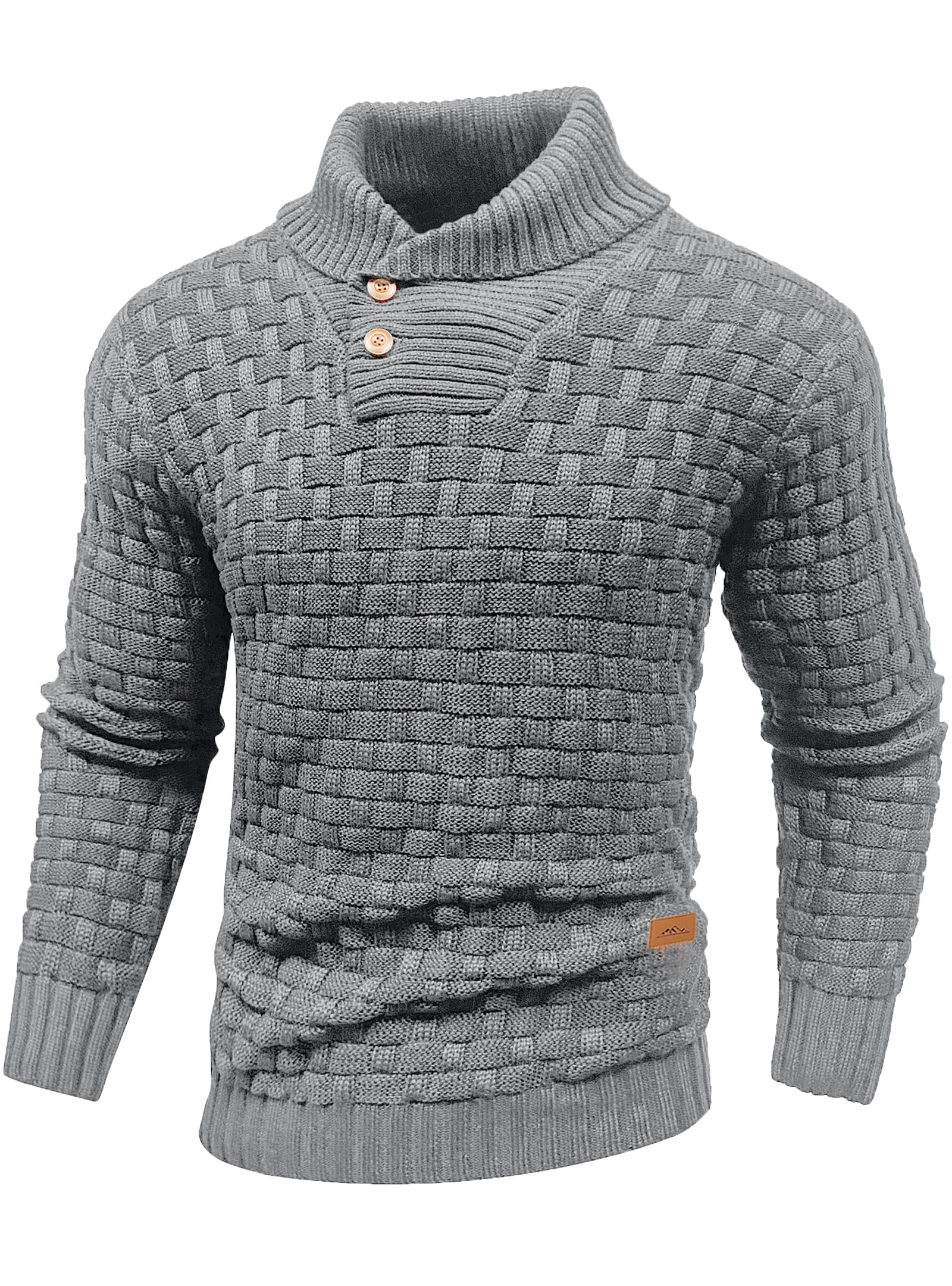 Mens Casual Pullover Waffle Textured Cable Knit v Neck Sweater