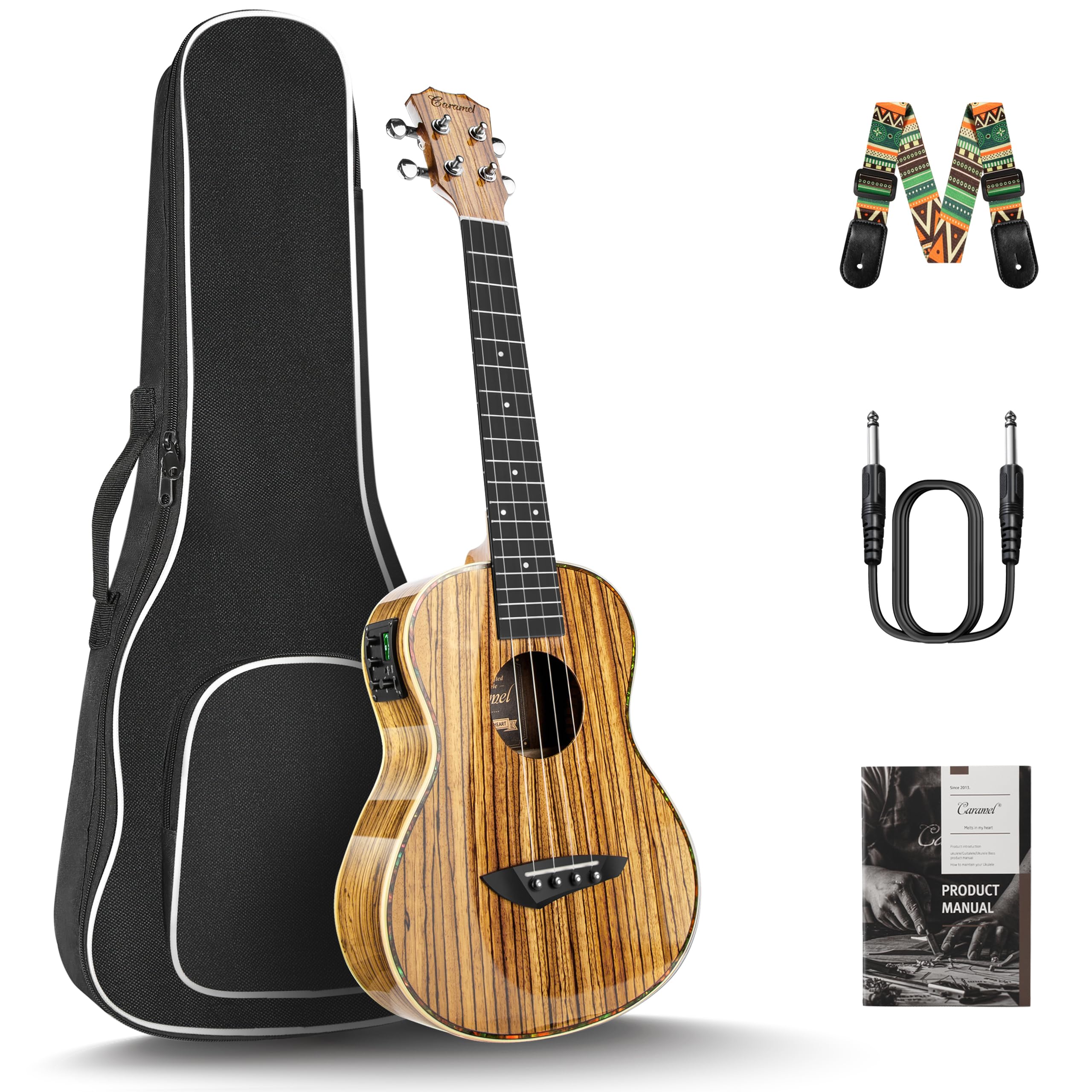 Caramel 26inch CT103 Zebrawood High Gloss Tenor Electric Ukulele Professional Uk