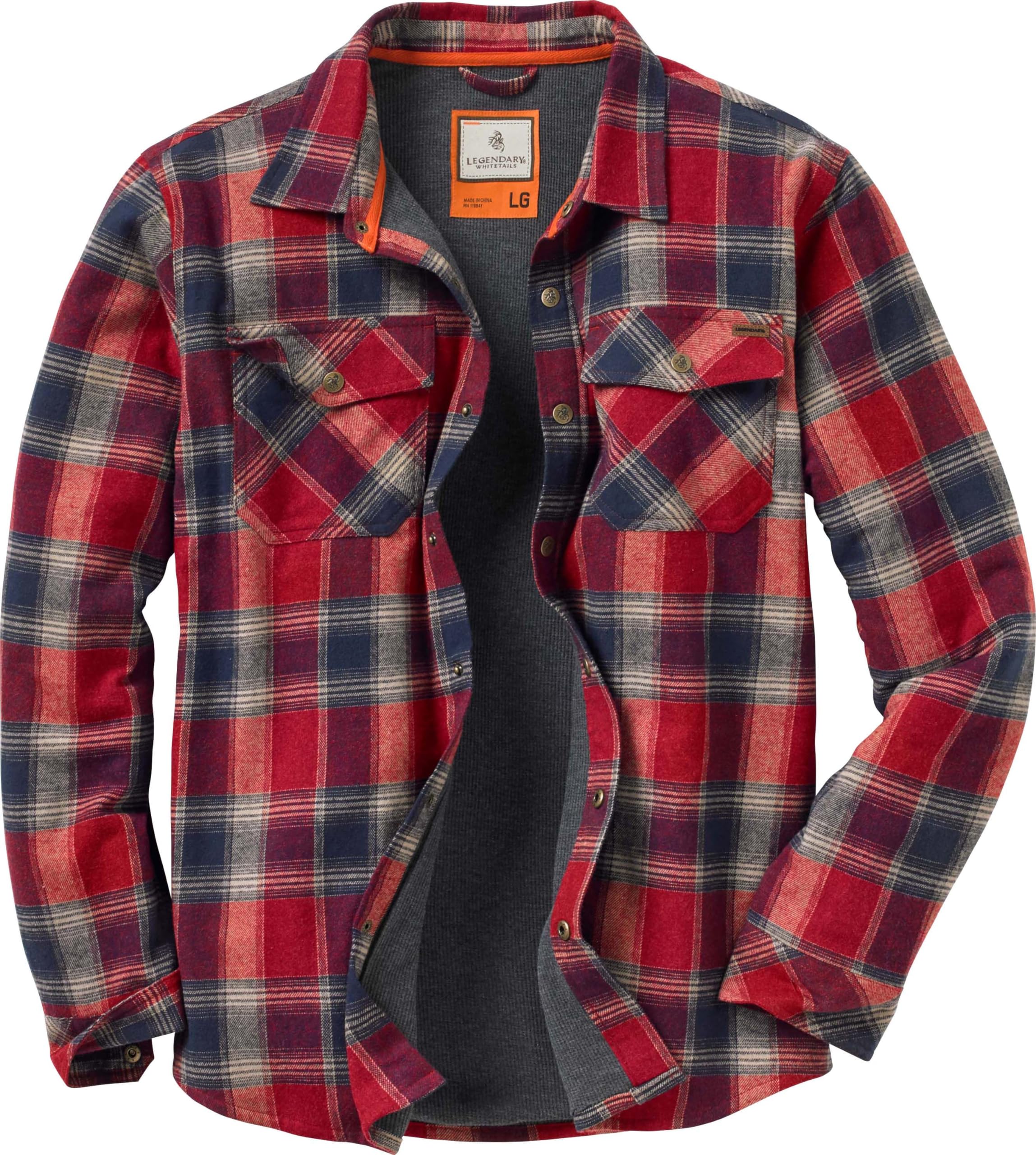 Legendary Whitetails Mens Archer Thermal Lined Flannel Shirt Jacket