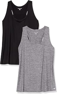Amazon Essentials Women's Technical Sports Tank Top with Crossed Straps and Round Neck, Stretch Fabric Quick Drying for Women, Multiple Packs