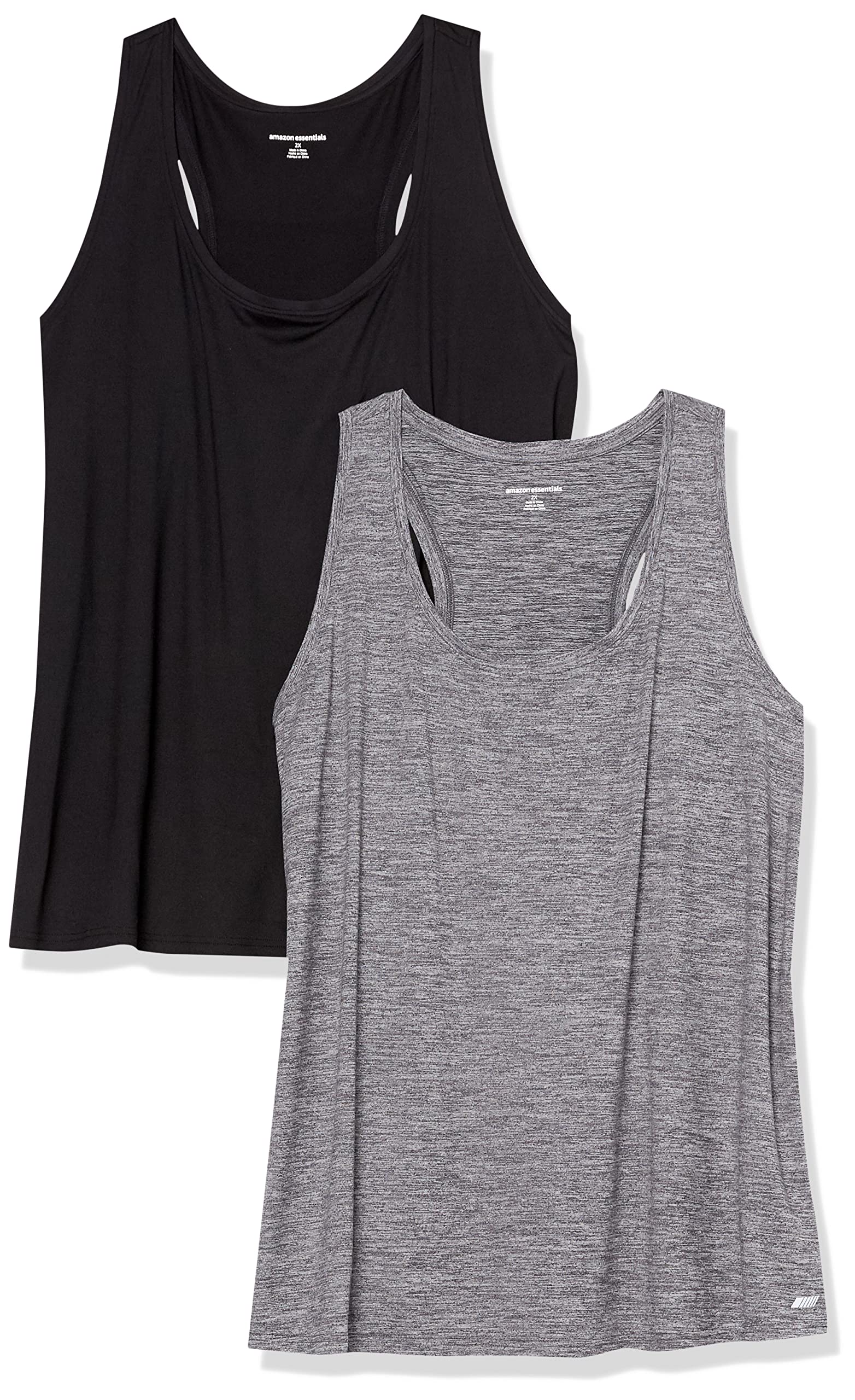 Amazon Essentials Women's Technical Sports Tank Top with Crossed Straps and Roun