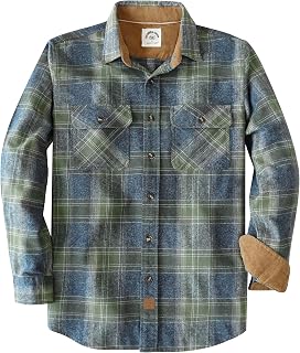 Dubinik Men’s Flannel Shirt, Button-Down Chequered Cotton Shirt, Casual, Long Sleeves, with Two Chest Pockets