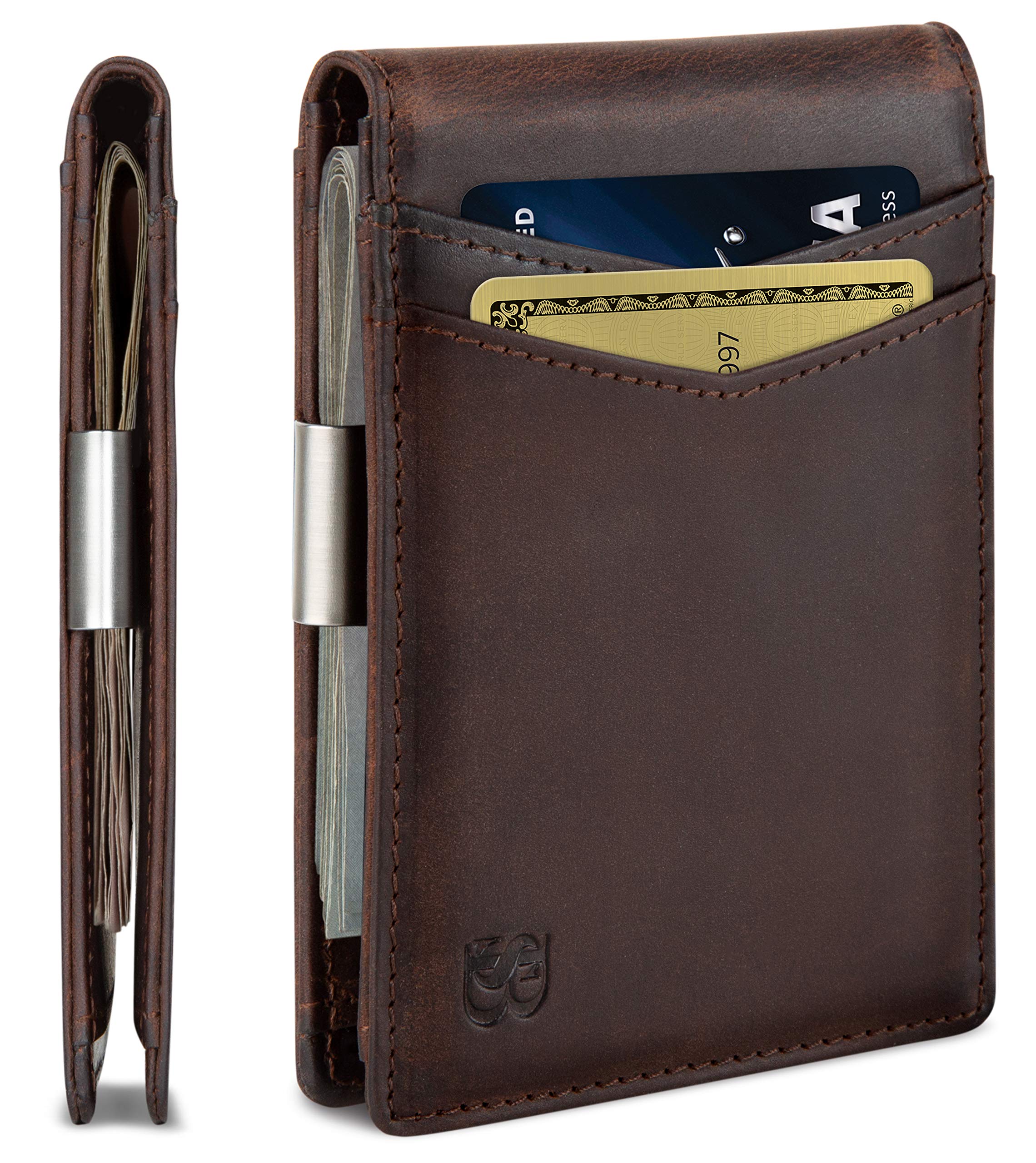SERMAN BRANDS Money Clip Wallet - Mens Wallets slim Front Pocket RFID Blocking C