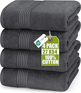 Utopia Towels Luxurious Bath Towels Set, 27x54 in, 4 Pack, Soft, Grey | Soft Luxurious Ring Spun Cotton Bath Towels - Lightweight, Highly Absorbent, Quick-Drying, Ideal for Daily Use