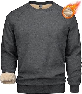 MAGCOMSEN Felpe da uomo foderate in sherpa, pullover in pile pesante, calda felpa invernale girocollo