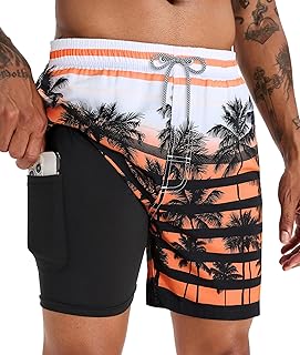APTRO Men's Swim Trunks with Compression Liner 5 Inch Bathing Suit Beach Swimsuits