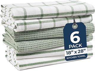 LANE LINEN Dish Towels for Kitchen 100% Cotton Tightly Woven 6 Pack - Olive | Absorbent Towels For Kitchen, Quick Drying Cotton Kitchen Hand Towels, Finished Edges, Great for Drying Hands & Wiping Spills