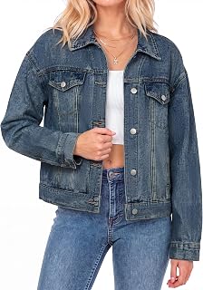Glamaker Womens Jean Jacket Cropped Denim Jacket Western Y2K Concert Outfit