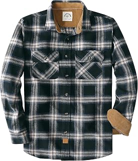 Dubinik® 6 oz Flannel Shirt for Men Plaid Cotton Brushed Utilit Casual