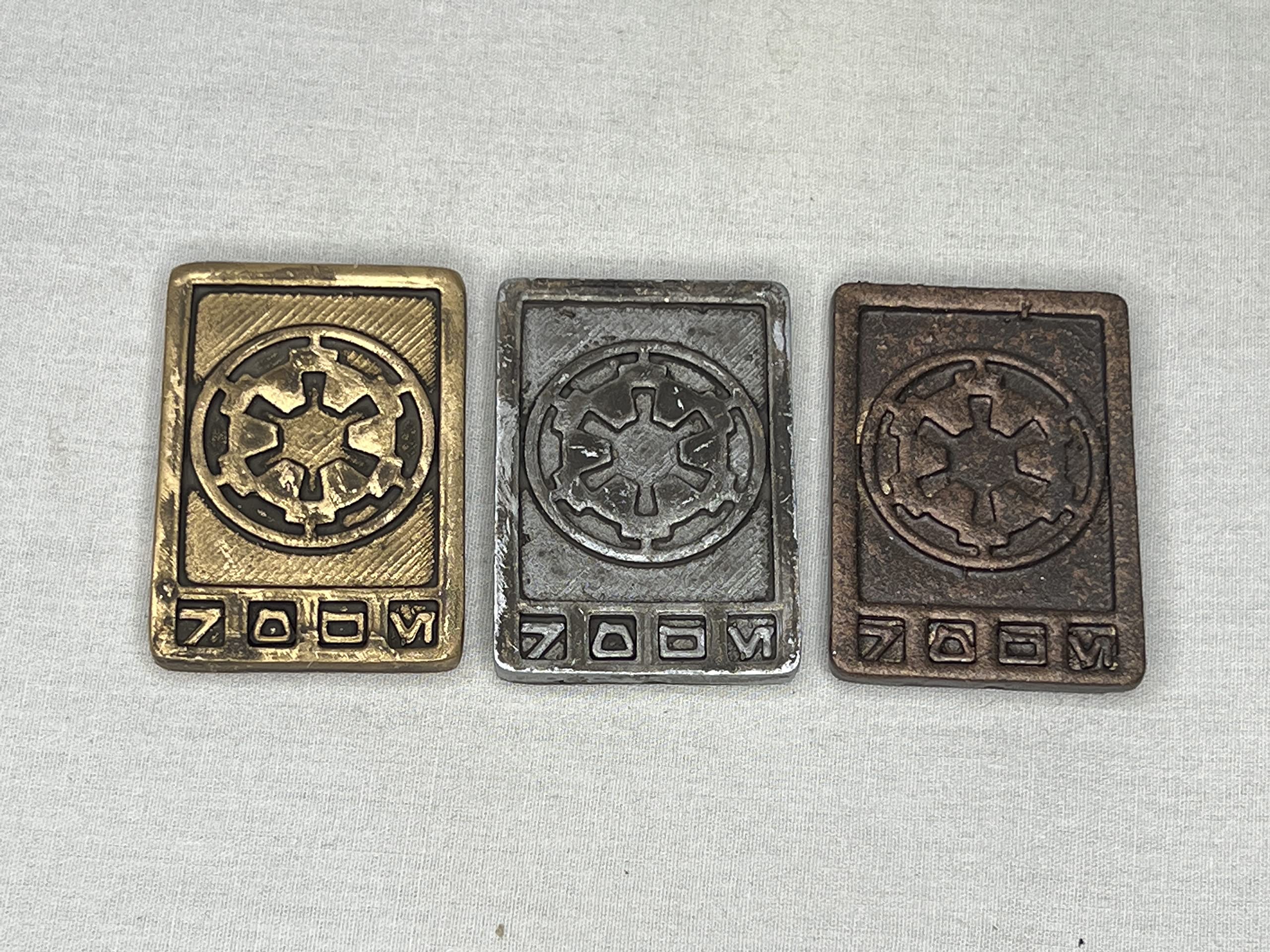Star Wars Galactic Credit 3 Chip Piece Set, Real Prop Replica, Solid Metal, Sign