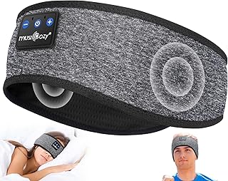 MUSICOZY Bluetooth 5.4 Sleep Headphones Headband Soft for Side Sleepers | Long Battery Life Wireless Sports Stereo Earbuds for Workout Running Travel Yoga Cool Gadgets Unique Gift for Women Grey