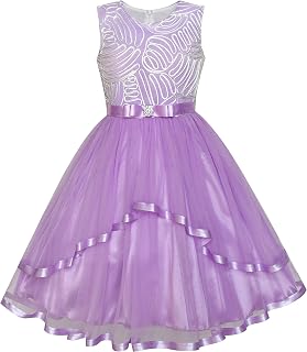 Sunny Fashion Flower Girls Formal Dress Belted Wedding Party 4-14Y