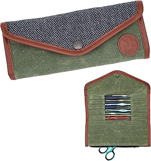 Earth & Fiber Co. Crochet Hook Case Empty - Deluxe Travel case for non-ergonomic hooks - Zipper pocket for supplies - needle organizer