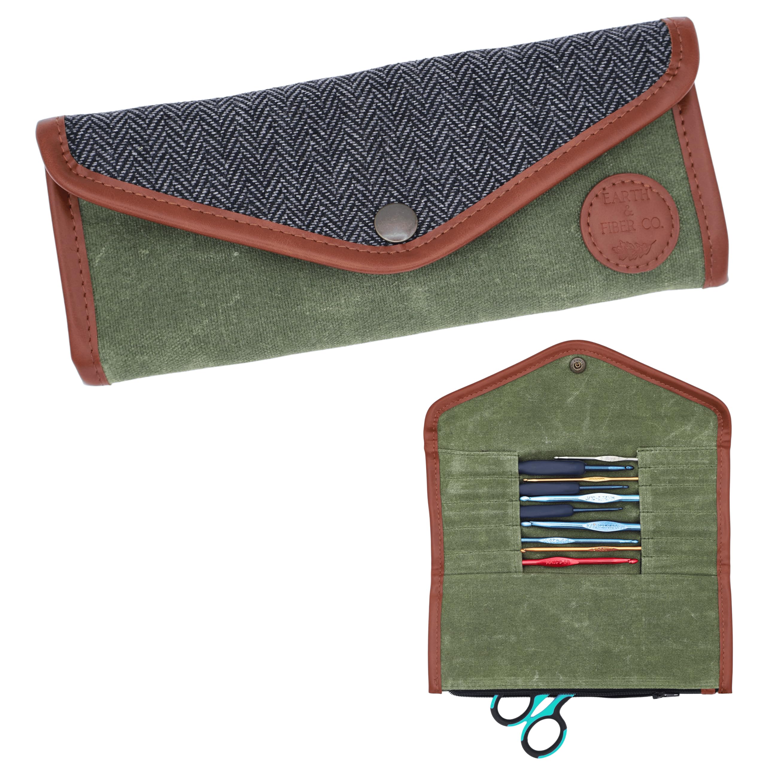 Earth & Fiber Co. Crochet Hook Case Empty - Deluxe Travel case for non-ergonomic