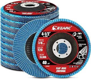 EZARC Zirconia Flap Discs 40 Grit, 4-1/2 x 7/8-Inch, Type 29, 10-Pack | 40 Grit, Zirconia Abrasive, Type 29, for Stock Removal, Weld Grinding, Deburring, Sanding and Rust Removal