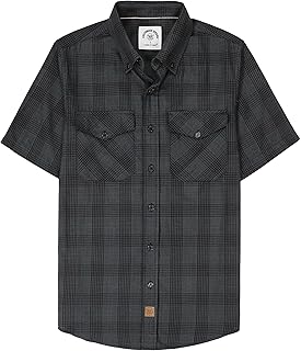 Dubinik® Mens Short Sleeve Button Down Two Pockets Soft Vintage Regular Fit Vintage Fishing Casual Shirts
