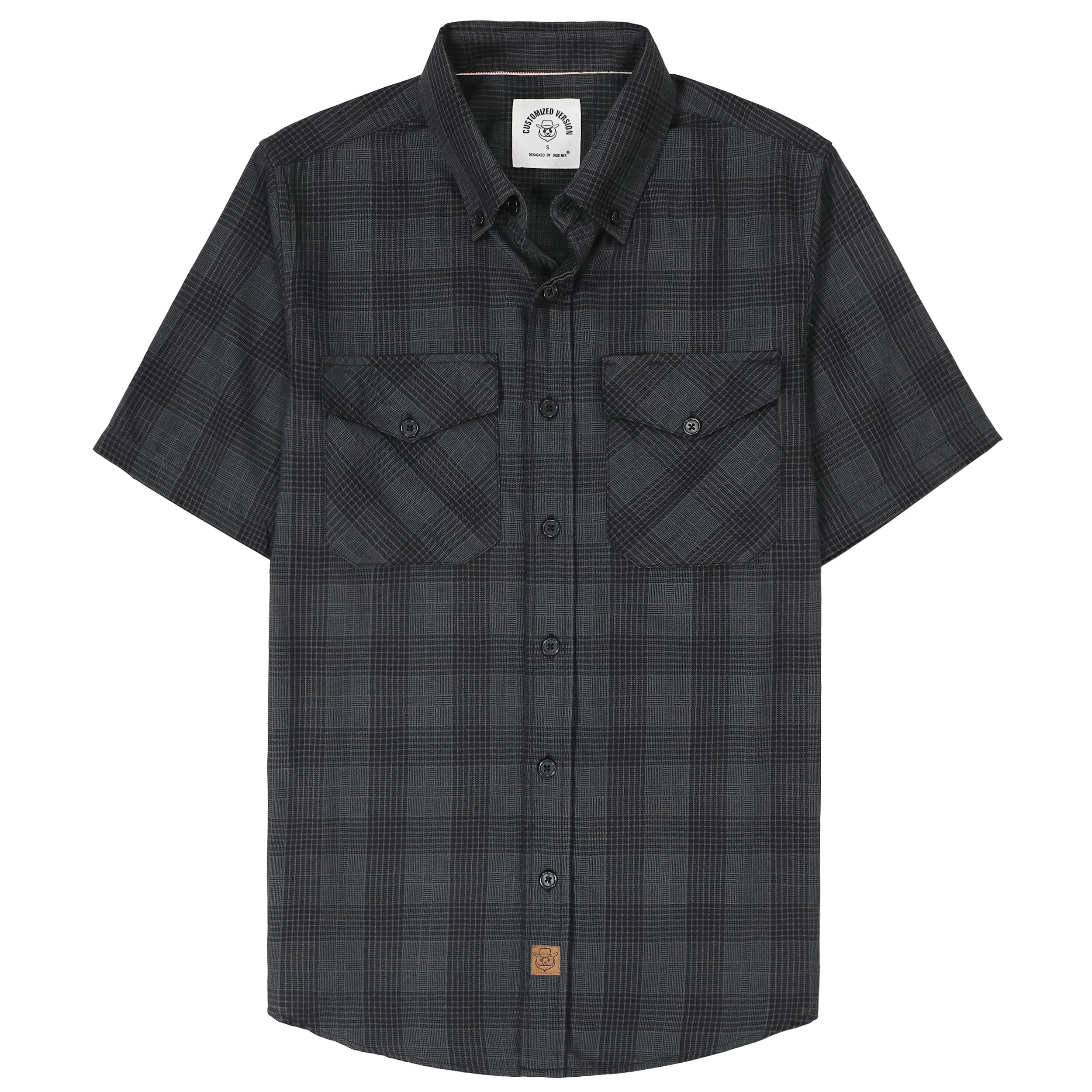 Dubinik® Mens Short Sleeve Button Down Two Pockets Soft Vintage Regular Fit Vint
