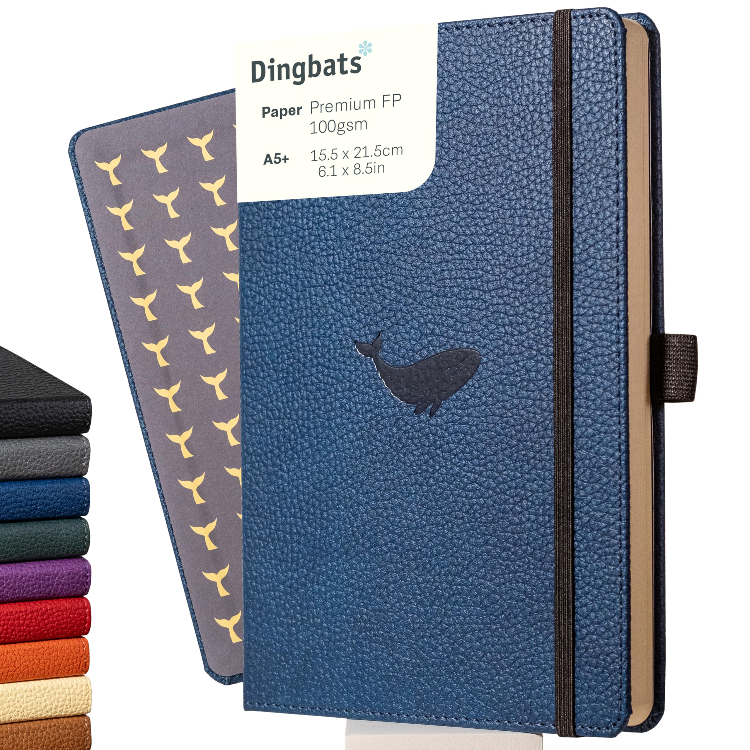Dingbats - Wildlife Squared Medium Notebook, Blue Whale, A5 - Hardcover Notebook
