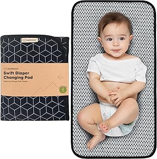 KeaBabies Portable Diaper Changing Pad, Easy Wipe Clean, 25x13 (Black Geo) | Foldable Waterproof Baby Changing Mat for Diaper Bag, Compact, Lightweight, Newborn, Infant, Baby Changer Travel Essential