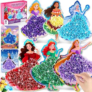 Mccreadee Poke in Art Kit, Princess Arts and Crafts Kits for Kids Ages 4-8 | Creative &amp; Display Stands, Busy, Screen-Free Fun, DIY Craft Kit for Beginners, Classroom, Party Favor Birthday Gift for Girls
