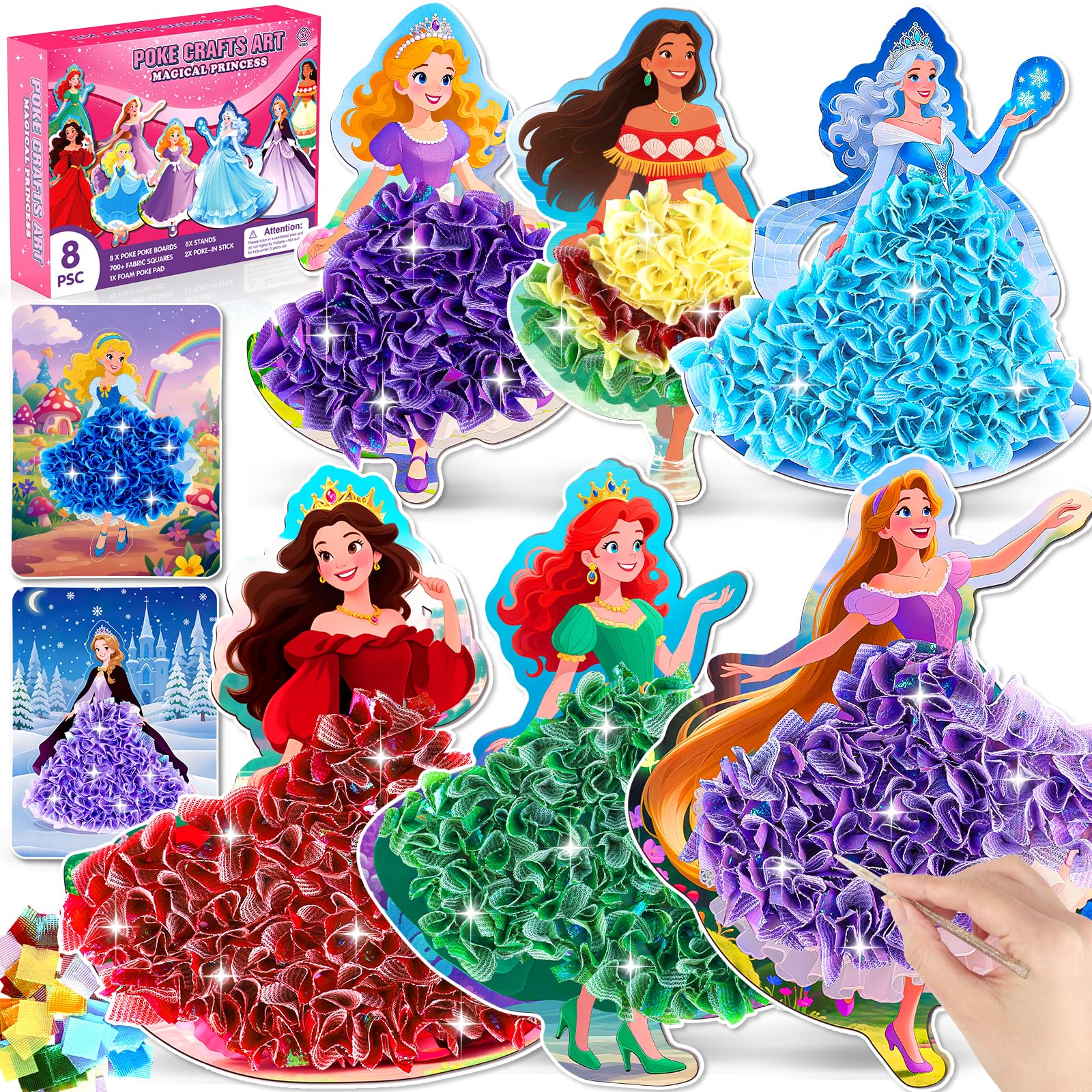 Mccreadee Poke in Art Kit, Princess Arts and Crafts Kits for Kids Ages 4-8 | Cre