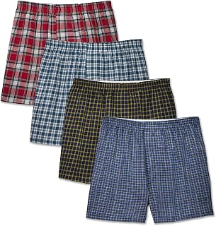 Fruit of The Loom Men's Tag Free Woven Boxer Shorts, Relaxed Fit, Moisture Wicking, Assorted Colour Multipacks Underwear (Pack of 5)
