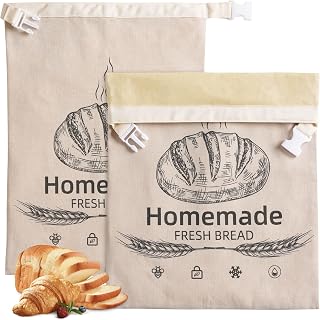 2 Pack Beeswax Bread Bags for Homemade Sourdough Reusable Beeswax Bread Bag | 17 x 12.6 In,Sustained Use Cloth Bag, Easy to Clean,Freezer-Friendly,Organic Linen,Retain Freshness,Storage Sourdough,Snacks