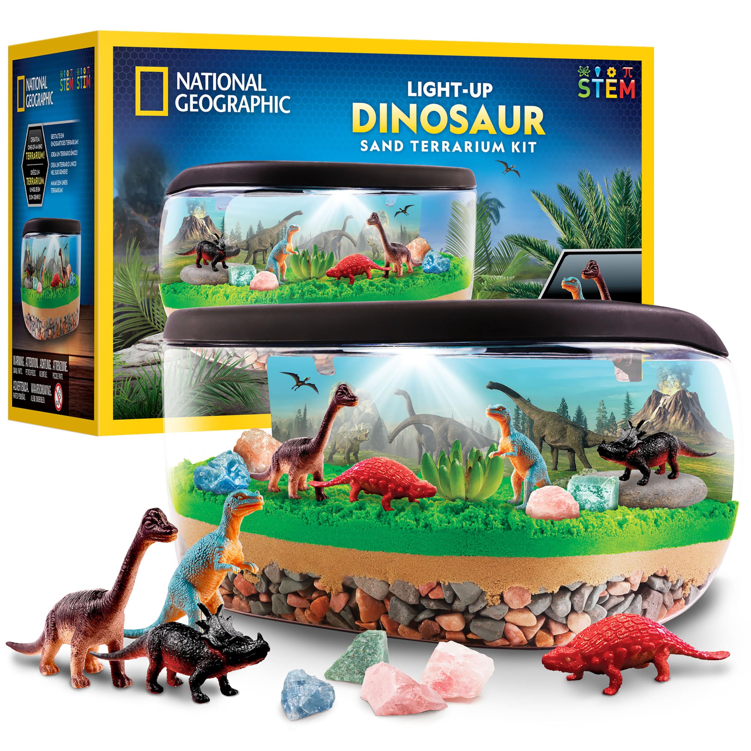 National Geographic Light-Up Dinosaur Terrarium Science Kit for Kids | Multicolo