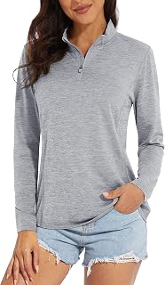 MAGCOMSEN Women's 1/4 Zip Shirts UV Sun Protection Pullover Long Sleeve Quick Dry Workout Hiking Athletic Shirts