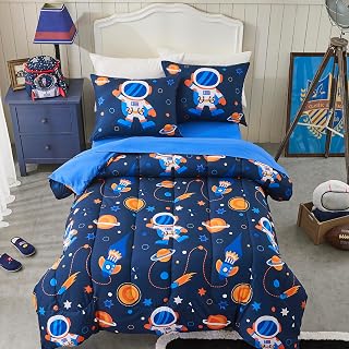 Space Rocket Teen Bedding Set, Twin XL Comforter and Sheet Set with Shams
