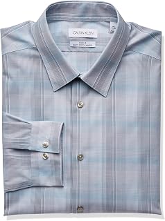 Calvin Klein Men's Non Iron Stretch Slim Fit Check Dress Shirt