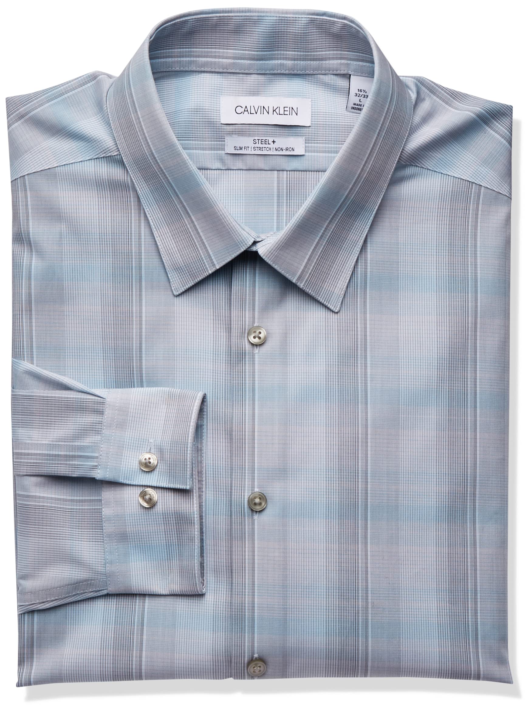 Calvin Klein Men's Non Iron Stretch Slim Fit Check Dress Shirt