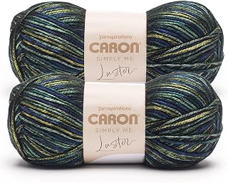 Caron Simply Me Luster Yarn for Crocheting Soft, Adventurine, 2-Pack | #4 Worsted Yarn, 65% Nylon & 35% Acrylic, Lustrous Blend Yarn for Crocheting, Knitting & Garments, 360yds, 170g/6oz per skein