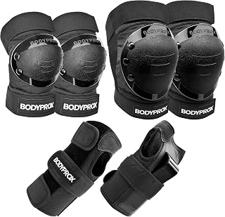 BODYPROX Knee Pads Elbow Pads Wrist Guards Set for Inline Skating, Skateboarding, Roller Derby and BMX Ride.